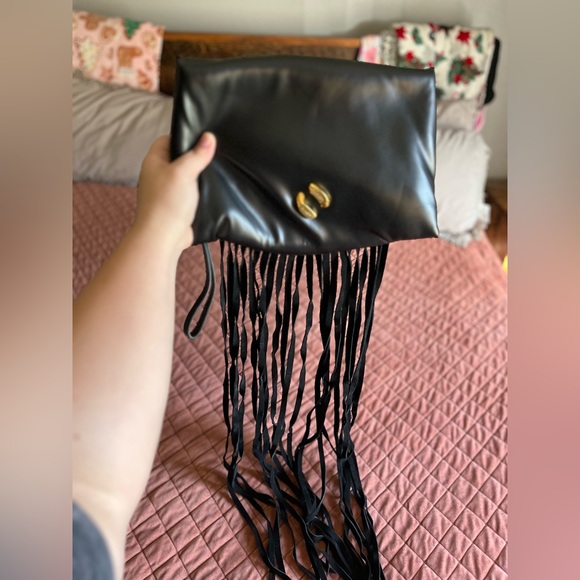 Rebecca Minkoff Pillow Clutch with Fringe in Black new with tags - Picture 8 of 9